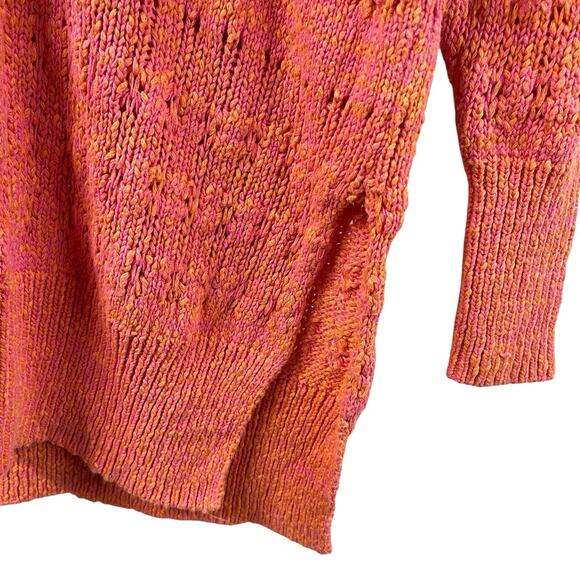 Free People Sweater Tunic Pink Orange Knitted V Neck Oversized XS - Picture 4 of 7
